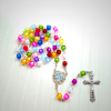 Our Lady of Peace & Crucifix of 8 mm Polyhedron Multicolor Acrylic Alloy Chain Rosary