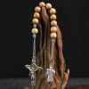 Olive Wood Pocket Rosary with Special-Made Saint Benedict Medal & Crucifix