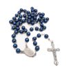 Royal Blue Pearl Beads Rosary with Holy Mother Medal & Crucifix