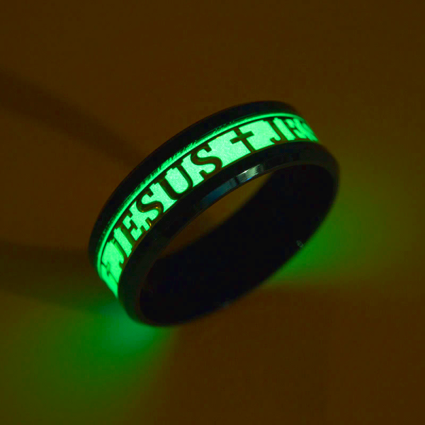 Luminous "JESUS" Printed Stainless Steel Ring