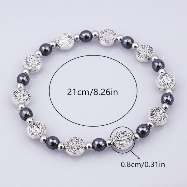 Christianartworkshop Black Gallstone St. Benedict Rosary Bracelet