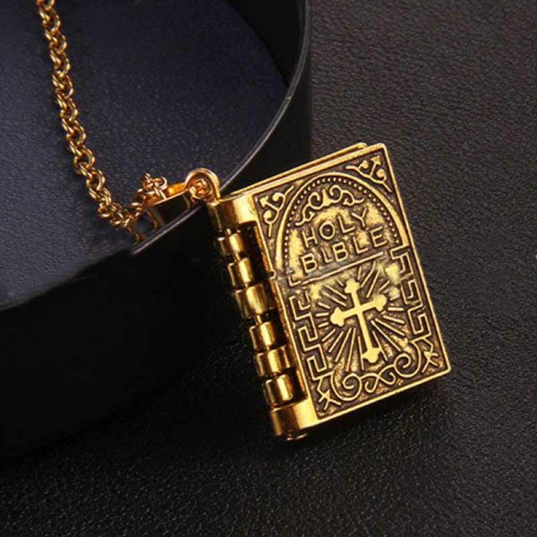 Christianartworkshop Turnable Cross Holy Bible Pendant Quality Necklace