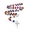 Holy Family Jesus Cross Rose Colored Beads Rosary
