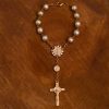 Christian Glass Beads St. Benedict & Jesus Cross Bracelet Rosary