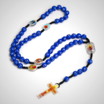 Crucifix of 10 mm Round Multicolor Acrylic Nylon Cord Rosary