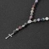 Miraculous Medal & Crucifix of 8 mm Round Multicolor Stone Nylon Cord Rosary