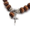 Christianartworkshop Handmade Wooden Bead Jesus Cross Bracelet