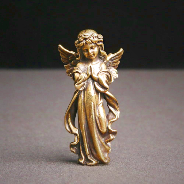 Retro Brass Guardian Angel Desktop Ornament - Christian Art Workshop