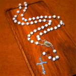 Our Lady of Guadalupe & Crucifix of 6 mm Round Multicolor Wood Alloy Chain Rosary