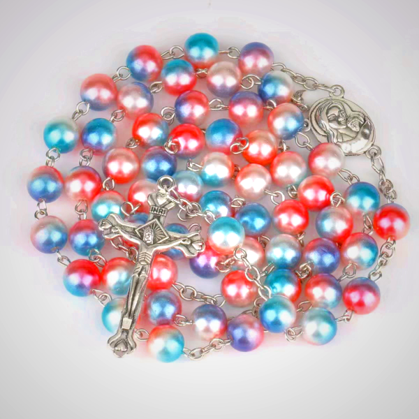 Two-color Pearl Crucifix Rosary