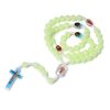 Crucifix of 10 mm Rose Luminous Green Resin Nylon Cord Rosary