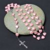 Our Lady of Fátima & Crucifix of 10 mm Heart Pink Acrylic Alloy Chain Rosary