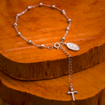 Virgin Mary Medal & Cross Adjustable Simple Casual Bracelet