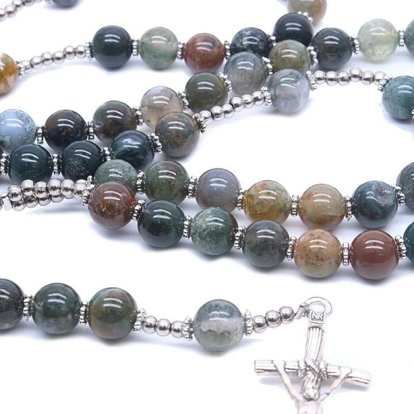 Christ Natural Agate Jesus Cross Prayer Rosary