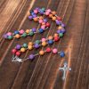 Our Lady of Guadalupe & Crucifix of 8 mm Rose Multicolor Resin Alloy Chain Rosary