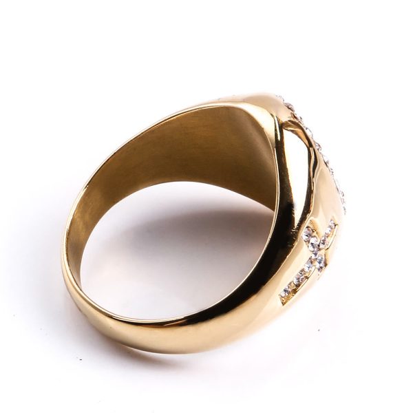 Christianartworkshop Virgin Mary Stainless Steel Ring Cross Sign Catholic Rings for Religious Jewelry