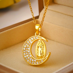 Christianartworkshopthe Crescent Moon Our Lady of Guadalupe Maria Golden Necklace
