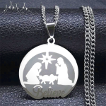 Silver Nativity Believe Christmas Gift Necklace
