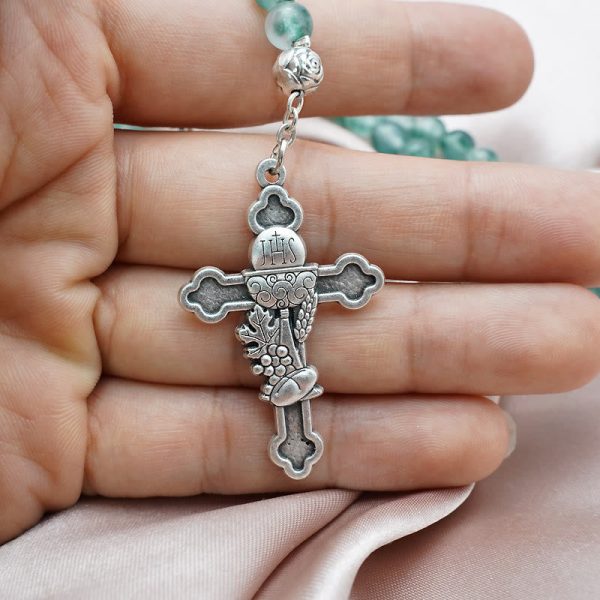 Aqua Green Chalcedony Crystal Prayers Blessing Rosary
