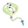 Crucifix of 10 mm Rose Luminous Green Resin Nylon Cord Rosary