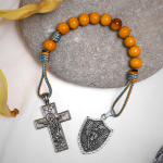 Holy Spirit Jesus Cross & St. Michael the Archangel Medal Pocket Rosary