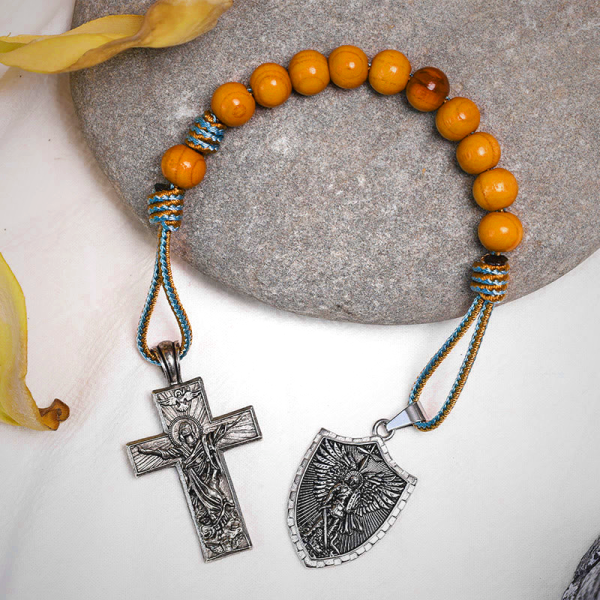 Holy Spirit Jesus Cross & St. Michael the Archangel Medal Pocket Rosary