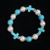 Christianartworkshop Pearl & Turquoise Cross Healing Energy Bracelet