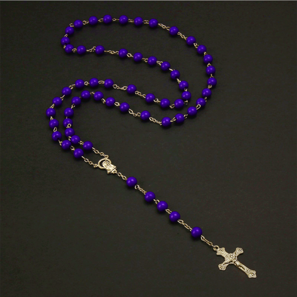 Six-Color Stone Beads Catholic Rosary
