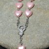 Our Lady of Fátima & Crucifix of 10 mm Heart Pink Acrylic Alloy Chain Rosary