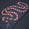 Our Lady of Fátima & Crucifix of 10 mm Heart Pink Acrylic Alloy Chain Rosary