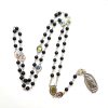 Our Lady of Guadalupe of 6 mm Round Black Agate Alloy Chain Rosary