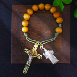 Olive Wood Pocket Rosary with Special-Made Saint Benedict Medal & Crucifix