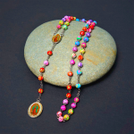 Our Lady of Guadalupe & Crucifix of 6 mm Round Multicolor Polymer Clay Alloy Chain Rosary