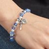 Crystal Beads Stretch Bracelet with Crucifix and Miraculous Medal