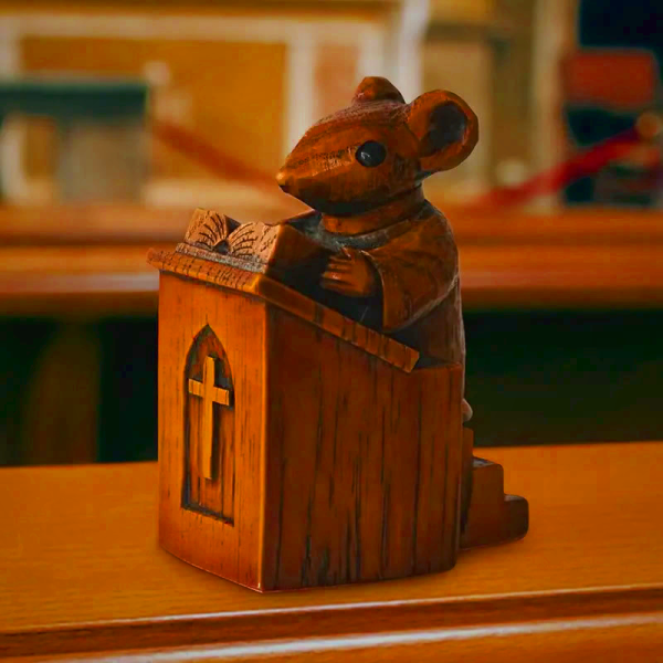 Rustic Vintage Brown Resin Church Mice Desktop Ornament